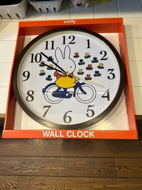Miffy Multicolor Wall Clock with Brown Frame NEW NIB NWT